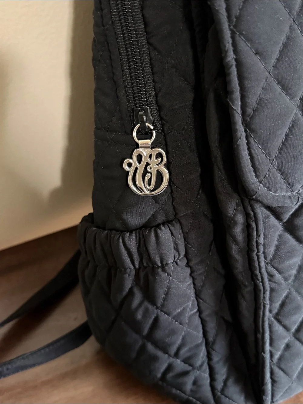 Vera Bradley Black Quilted Backpack | Diamond Stitch | Black Travel Bag